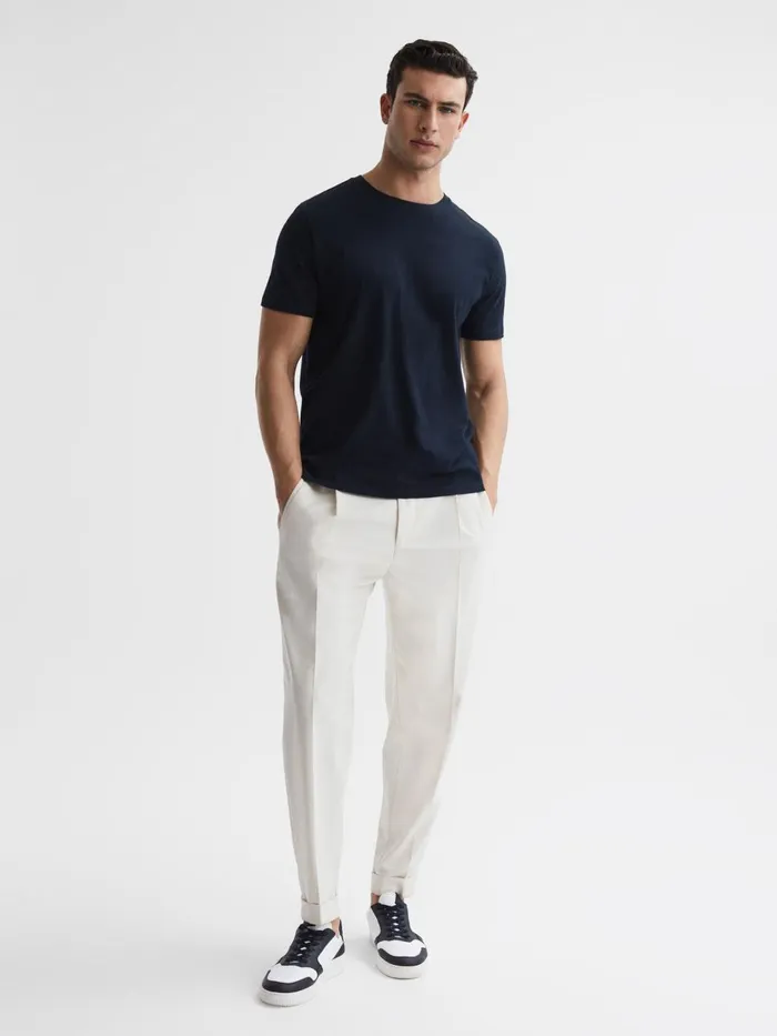 Men Reiss TShirts Bless Marl Crew Neck TShirt Aquamarine Blue