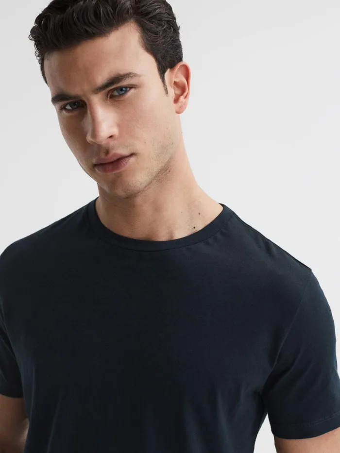 Men Reiss TShirts Bless Marl Crew Neck TShirt Aquamarine Blue