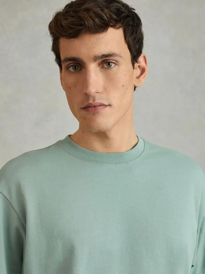 Men Reiss TShirts Tate Oversized Garment Dye TShirt Canton Green