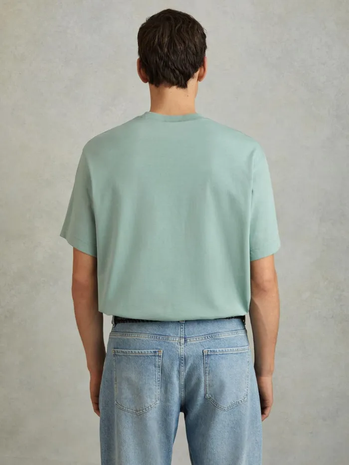 Men Reiss TShirts Tate Oversized Garment Dye TShirt Canton Green