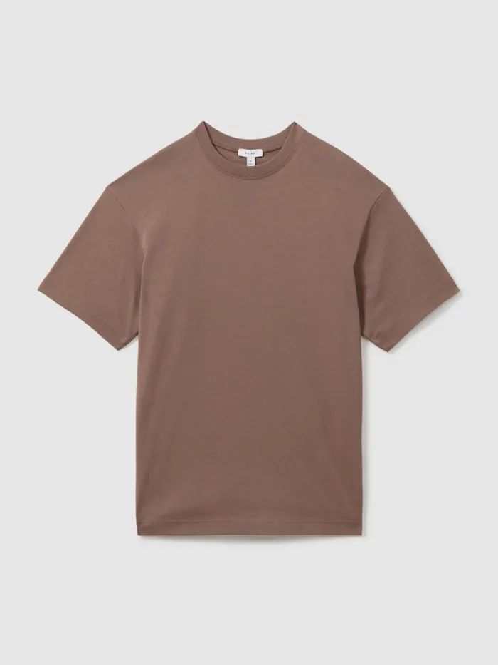 Men Reiss TShirts Tate Oversized Garment Dye TShirt Deep Taupe