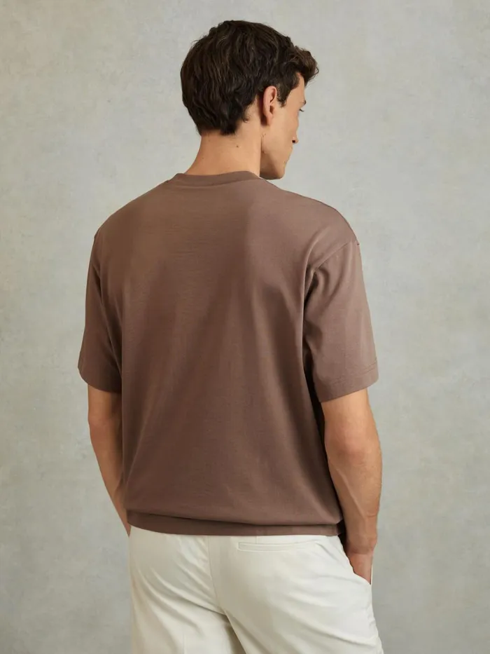 Men Reiss TShirts Tate Oversized Garment Dye TShirt Deep Taupe