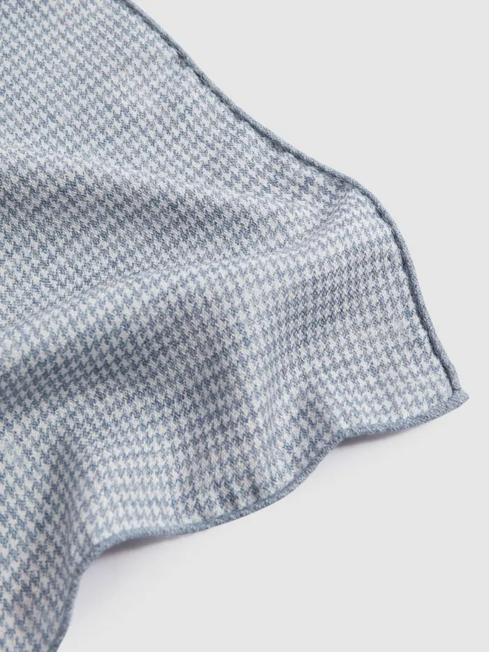 Men Reiss Ties and Pocket Squares Cataldo Silk Reversible Pocket Square Airforce Blue Melange