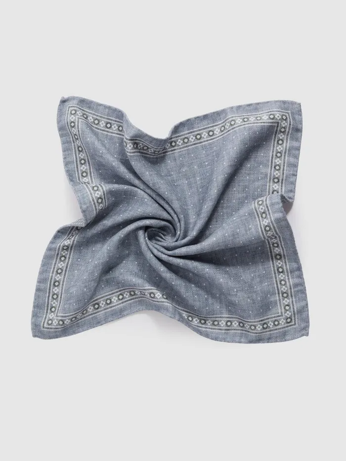 Men Reiss Ties and Pocket Squares Cataldo Silk Reversible Pocket Square Airforce Blue Melange