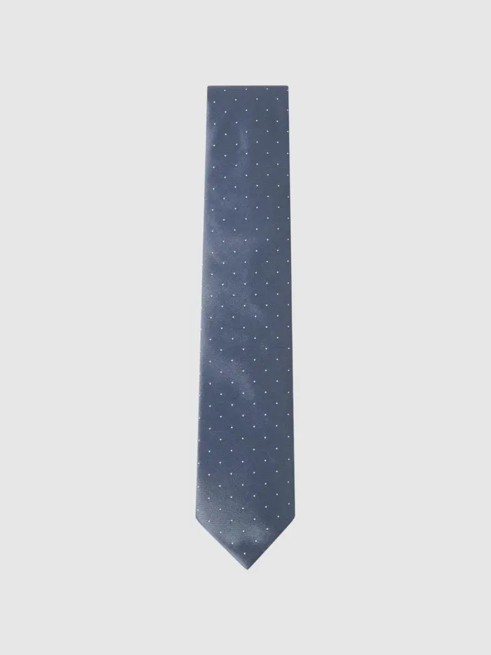Men Reiss Ties and Pocket Squares Liam Silk Polka Dot Tie Airforce Blue