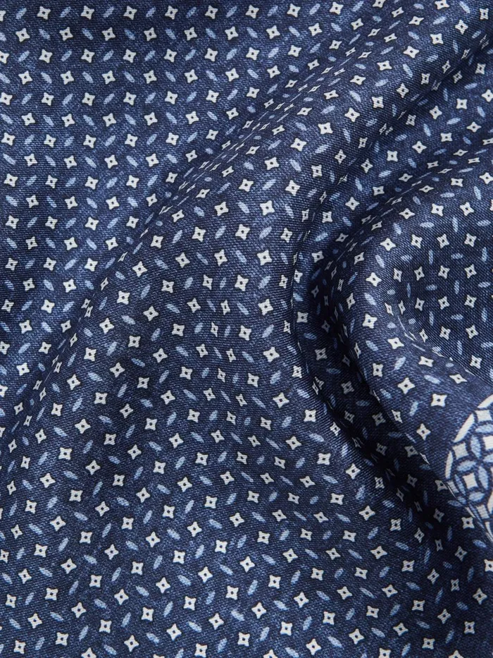 Men Reiss Ties and Pocket Squares Nicolo Silk Floral Print Pocket Square Indigo