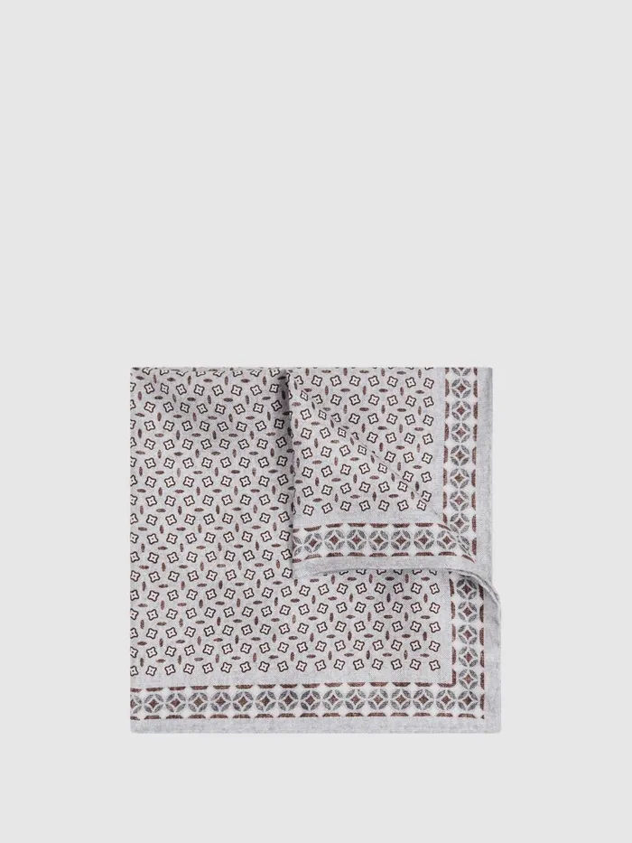 Men Reiss Ties and Pocket Squares Nicolo Silk Floral Print Pocket Square Soft Ice Men Reiss Ties and Pocket Squares Nicolo Silk Floral Print Pocket Square Soft Ice