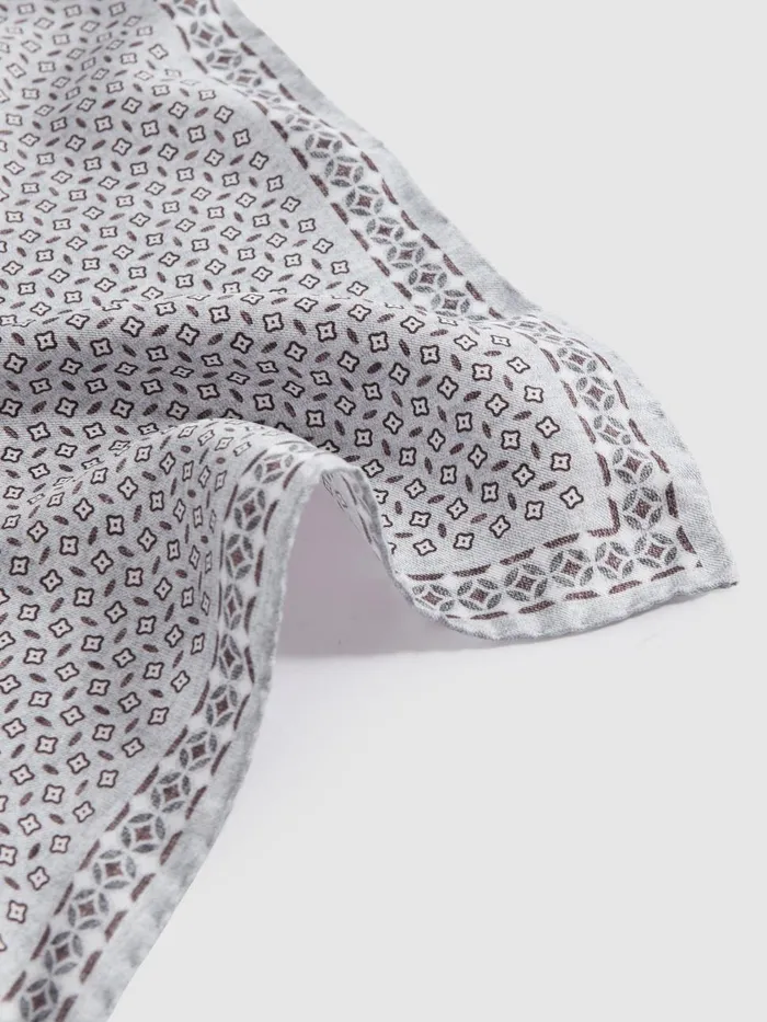 Men Reiss Ties and Pocket Squares Nicolo Silk Floral Print Pocket Square Soft Ice