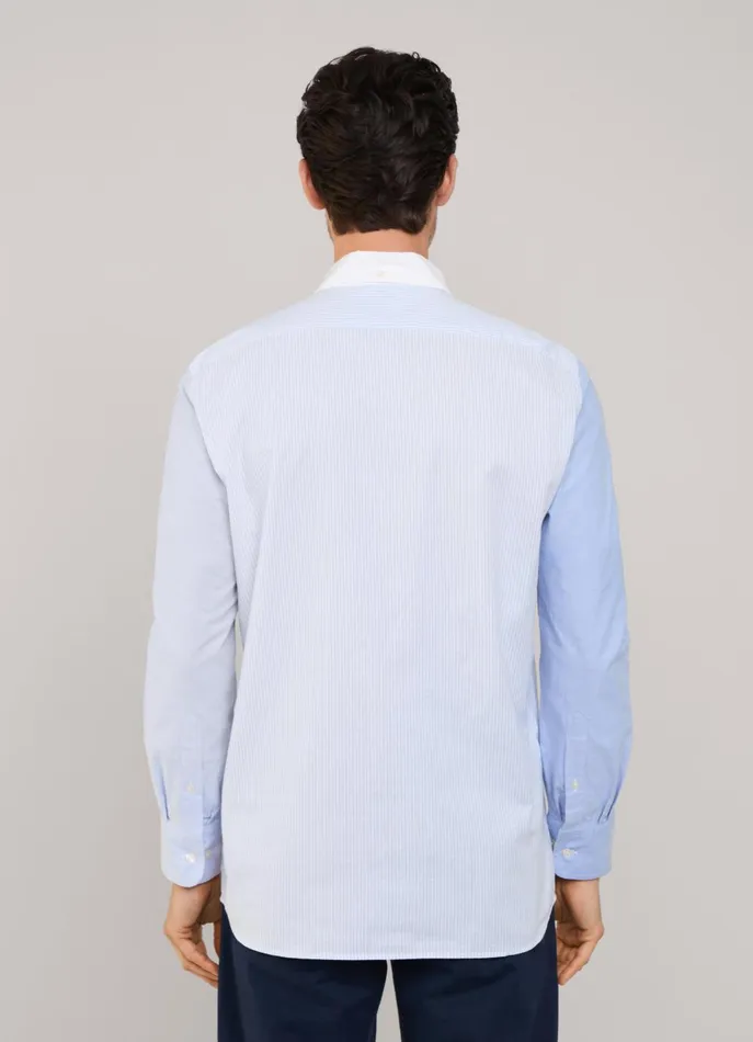 Men Shirts Faonnable Regular Fit Colour Block Oxford Shirt Horizon Blue