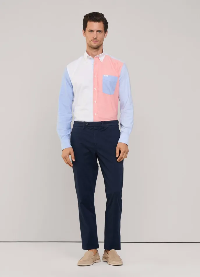 Men Shirts Faonnable Regular Fit Colour Block Oxford Shirt Horizon Blue
