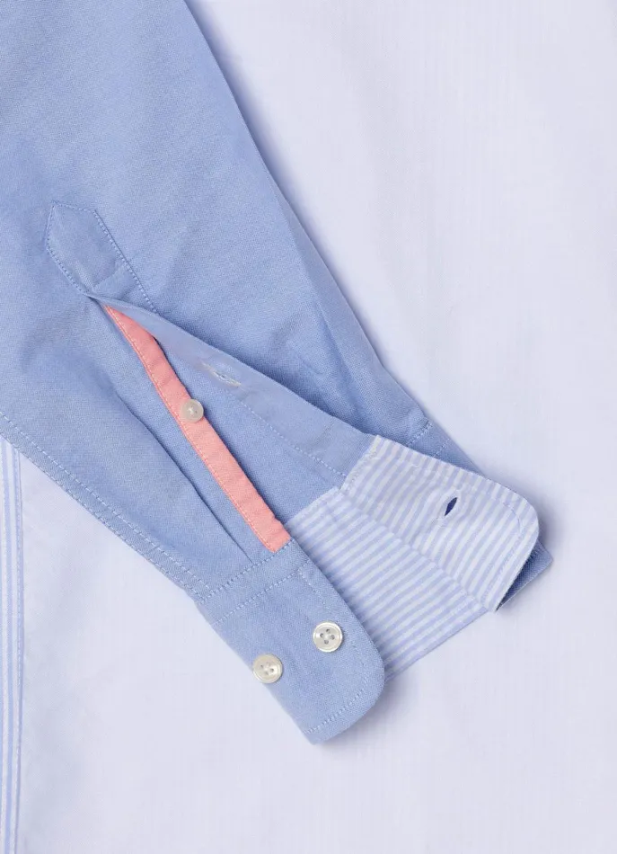 Men Shirts Faonnable Regular Fit Colour Block Oxford Shirt Horizon Blue