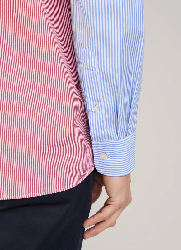 Men Shirts Faonnable Regular Fit Colour Block Poplin Shirt Naval Blue