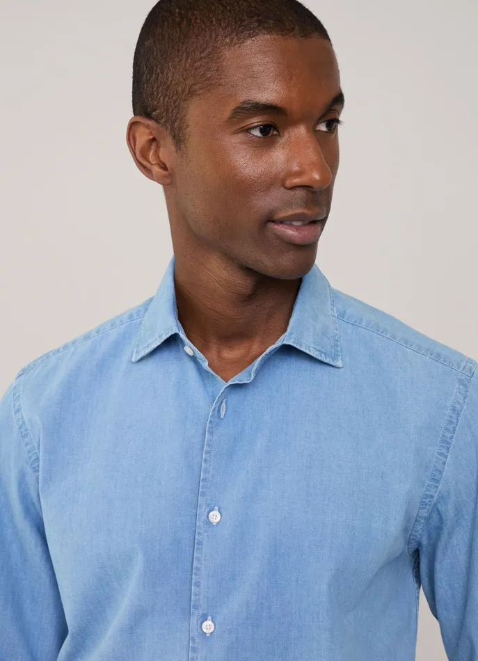 Men Shirts Faonnable Regular Fit FilAFil Shirt Medium Stone Wash