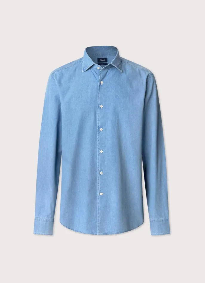 Men Shirts Faonnable Regular Fit FilAFil Shirt Medium Stone Wash