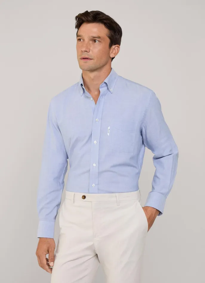 Men Shirts Faonnable Regular Fit Oxford Shirt Blue
