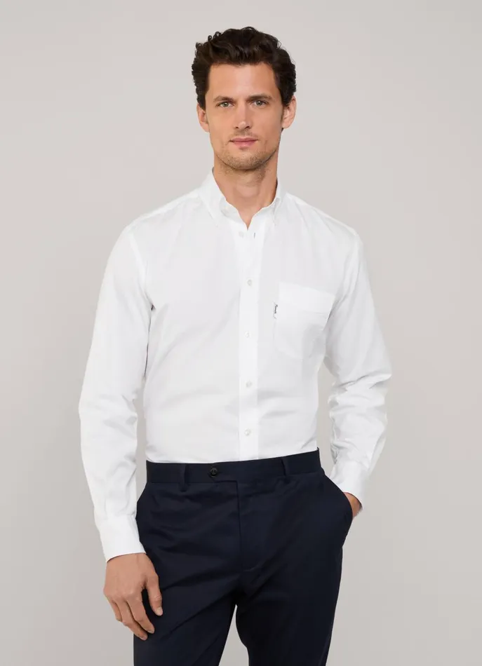Men Shirts Faonnable Regular Fit Poplin Shirt White