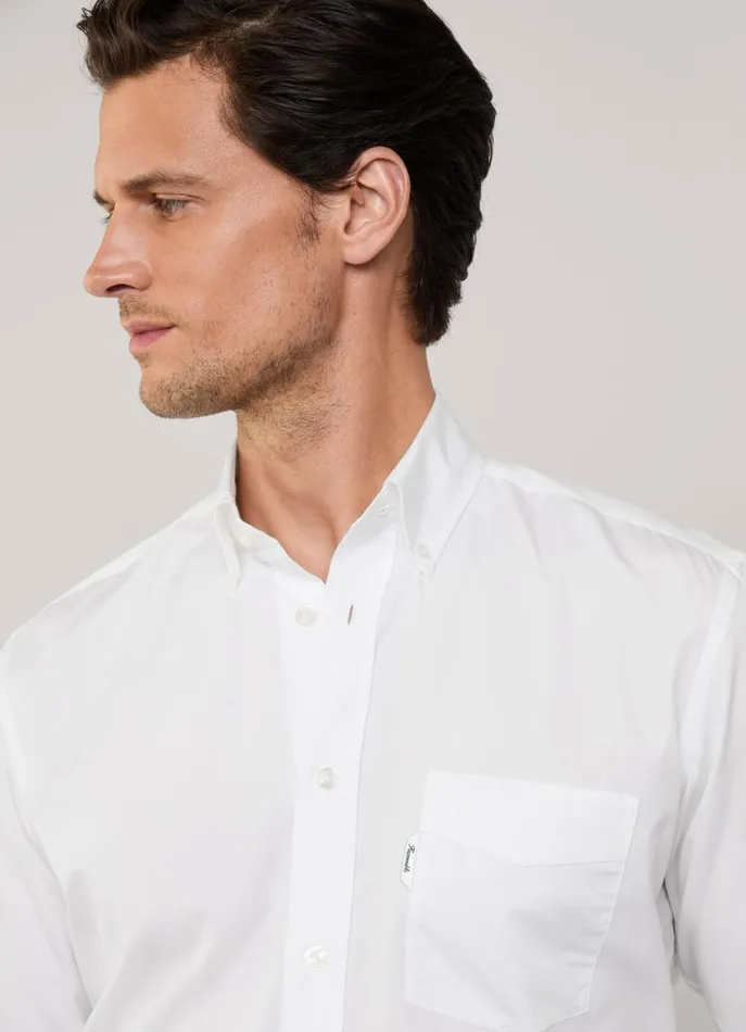 Men Shirts Faonnable Regular Fit Poplin Shirt White