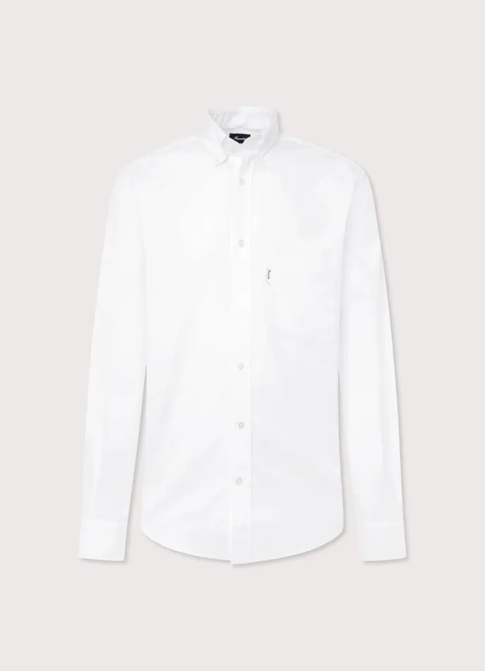 Men Shirts Faonnable Regular Fit Poplin Shirt White