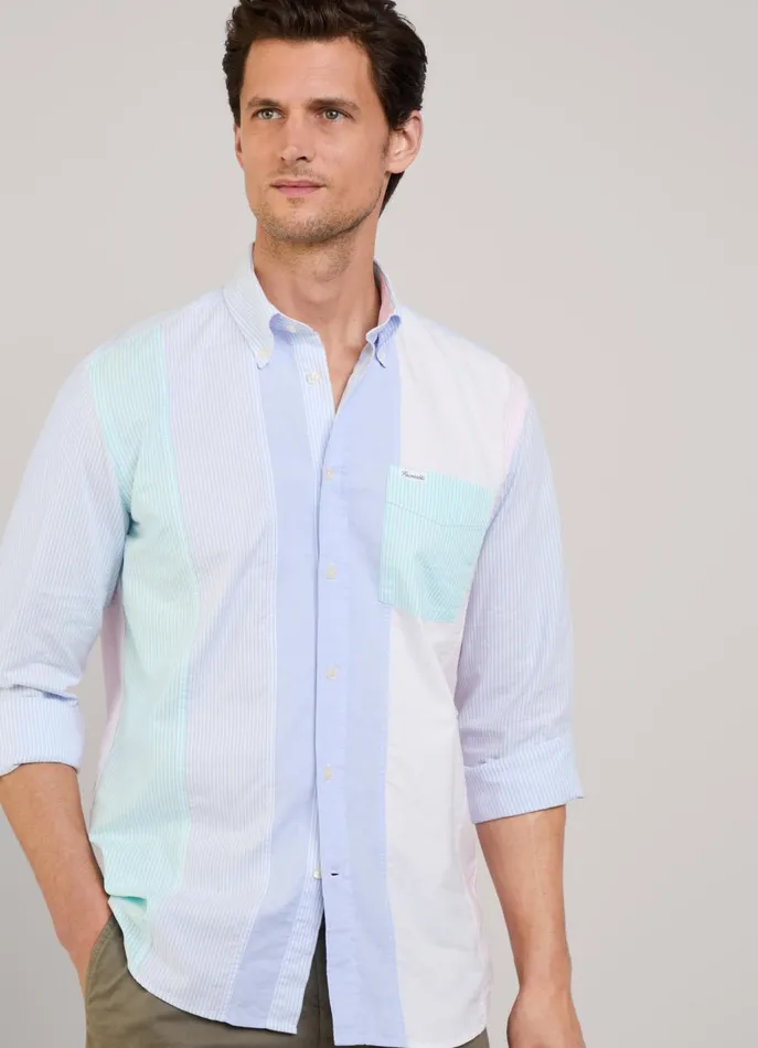 Men Shirts Faonnable Regular Fit Striped Oxford Shirt Dusk Purple
