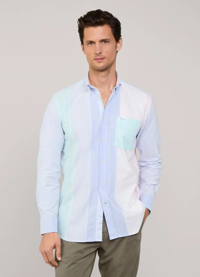 Men Shirts Faonnable Regular Fit Striped Oxford Shirt Dusk Purple