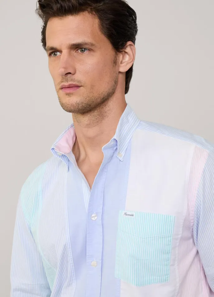 Men Shirts Faonnable Regular Fit Striped Oxford Shirt Dusk Purple
