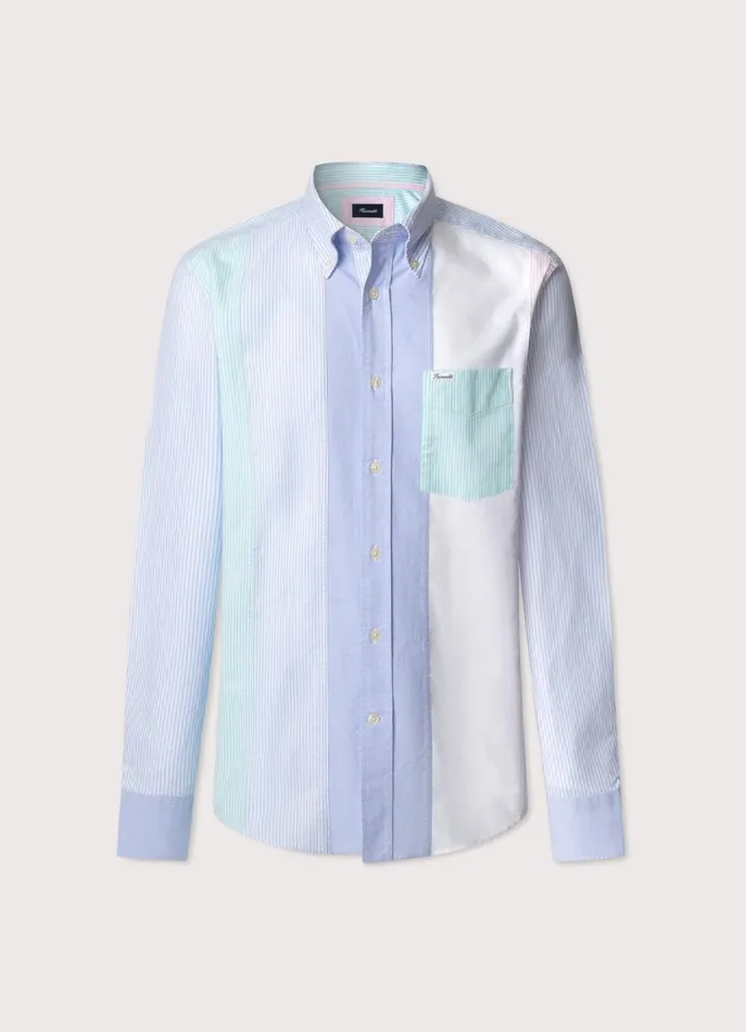 Men Shirts Faonnable Regular Fit Striped Oxford Shirt Dusk Purple