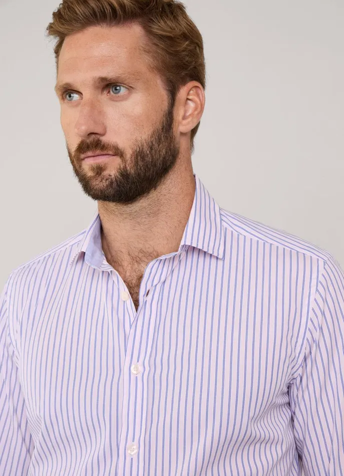 Men Shirts Faonnable Regular Fit Striped Poplin Shirt Dusk Purple
