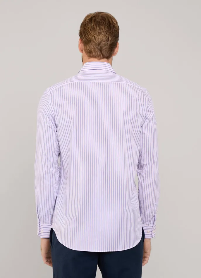 Men Shirts Faonnable Regular Fit Striped Poplin Shirt Dusk Purple