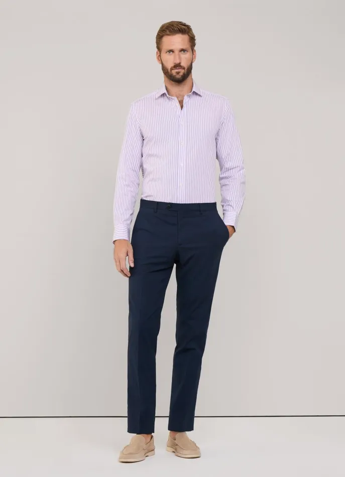 Men Shirts Faonnable Regular Fit Striped Poplin Shirt Dusk Purple
