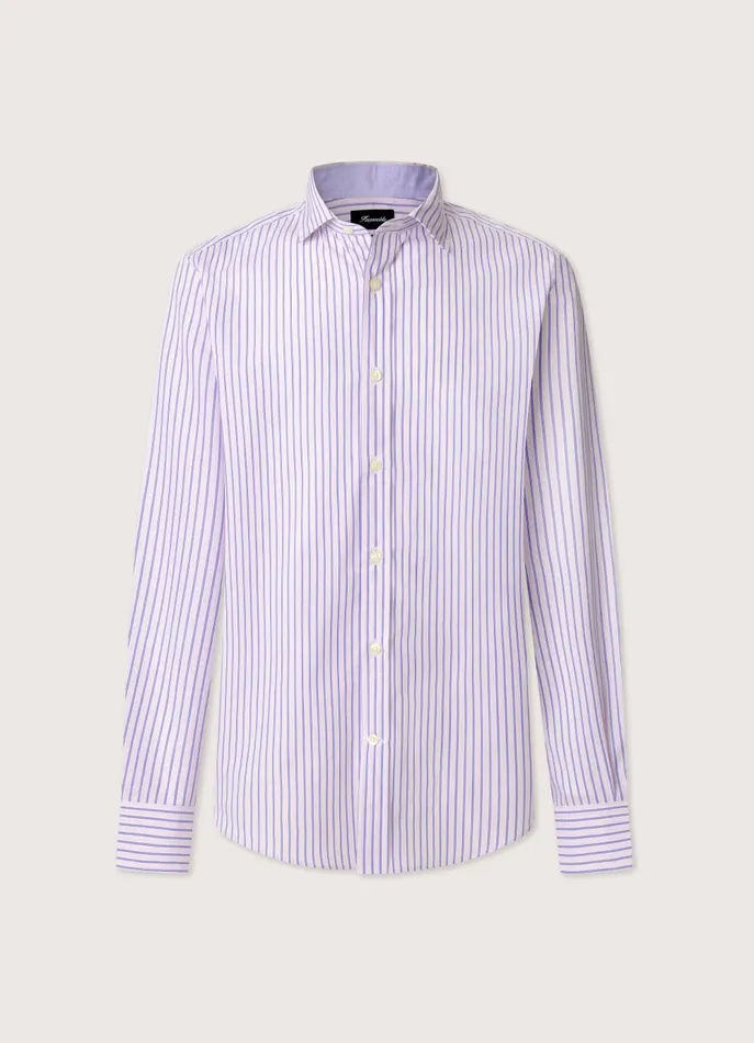 Men Shirts Faonnable Regular Fit Striped Poplin Shirt Dusk Purple