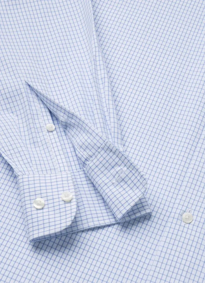 Men Shirts Faonnable Regular Fit Windowpane Twill Shirt Horizon Blue
