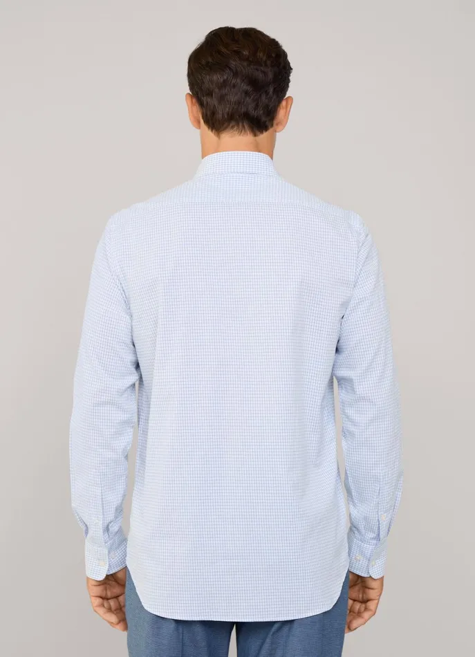 Men Shirts Faonnable Regular Fit Windowpane Twill Shirt Horizon Blue