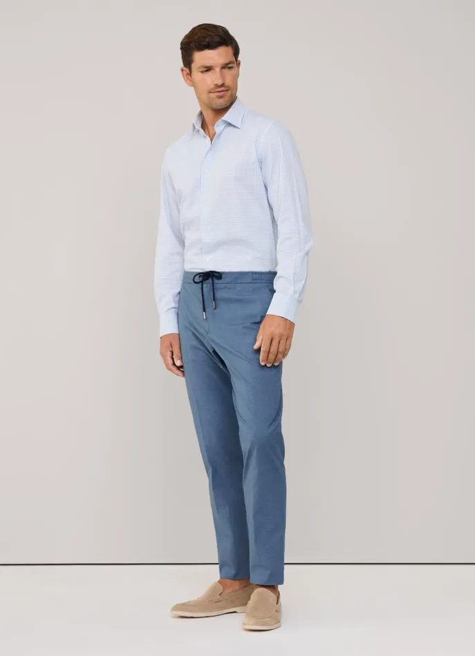 Men Shirts Faonnable Regular Fit Windowpane Twill Shirt Horizon Blue