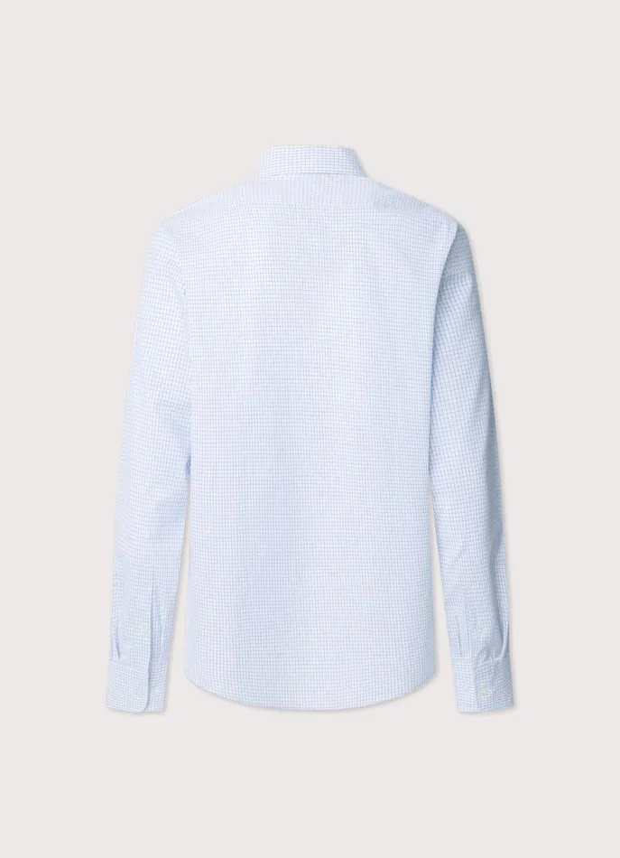 Men Shirts Faonnable Regular Fit Windowpane Twill Shirt Horizon Blue