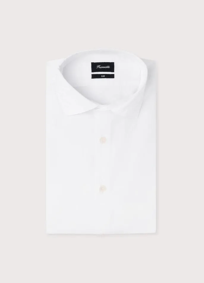 Men Shirts Faonnable Slim Fit Stretch Poplin Shirt White