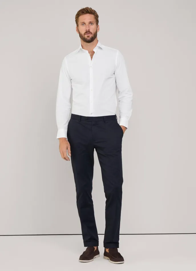 Men Shirts Faonnable Slim Fit Stretch Poplin Shirt White