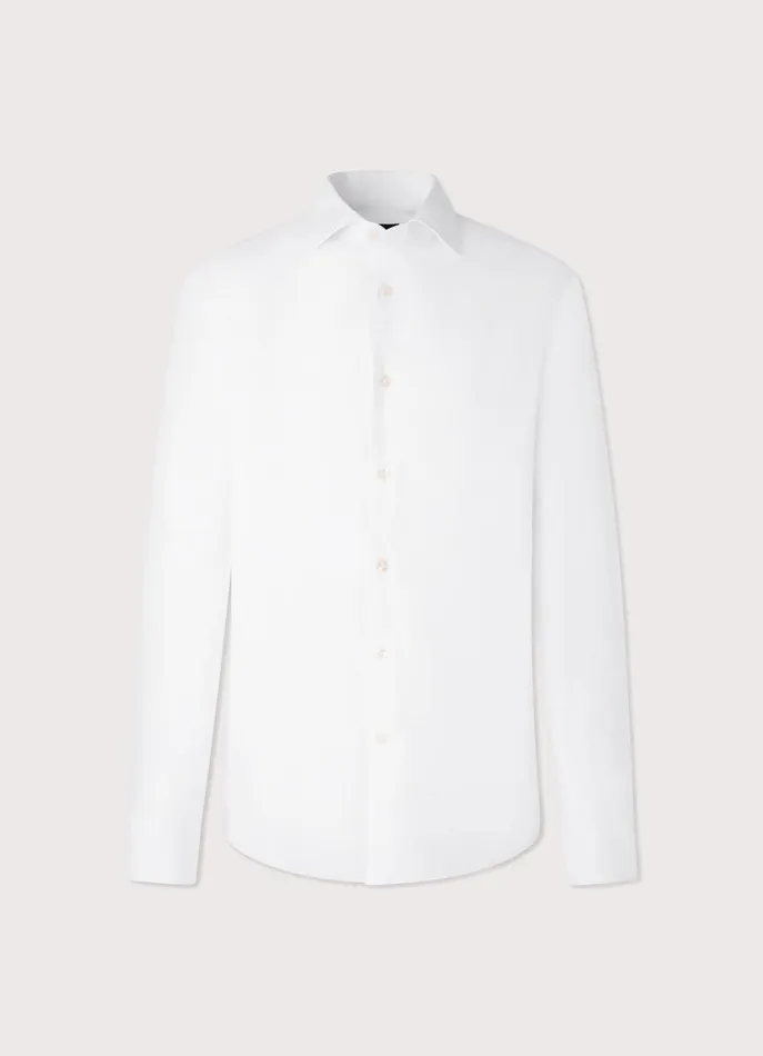Men Shirts Faonnable Slim Fit Stretch Poplin Shirt White