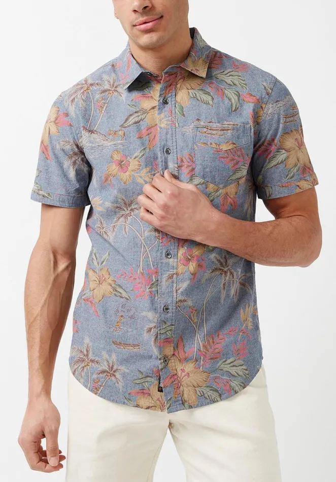 Men Sunil Chambray Buttoned Shirt Mirage Buffalo David Bitton Shirts