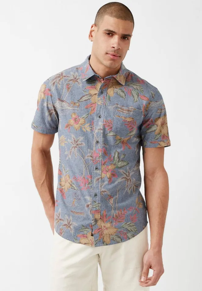 Men Sunil Chambray Buttoned Shirt Mirage Buffalo David Bitton Shirts