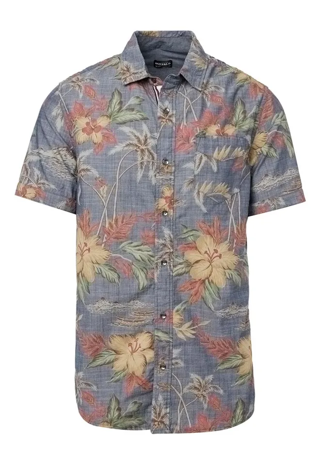 Men Sunil Chambray Buttoned Shirt Mirage Buffalo David Bitton Shirts