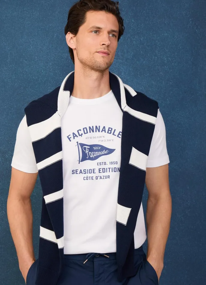 Men TShirts and Sweatshirts Faonnable Regular Fit Flag TShirt White