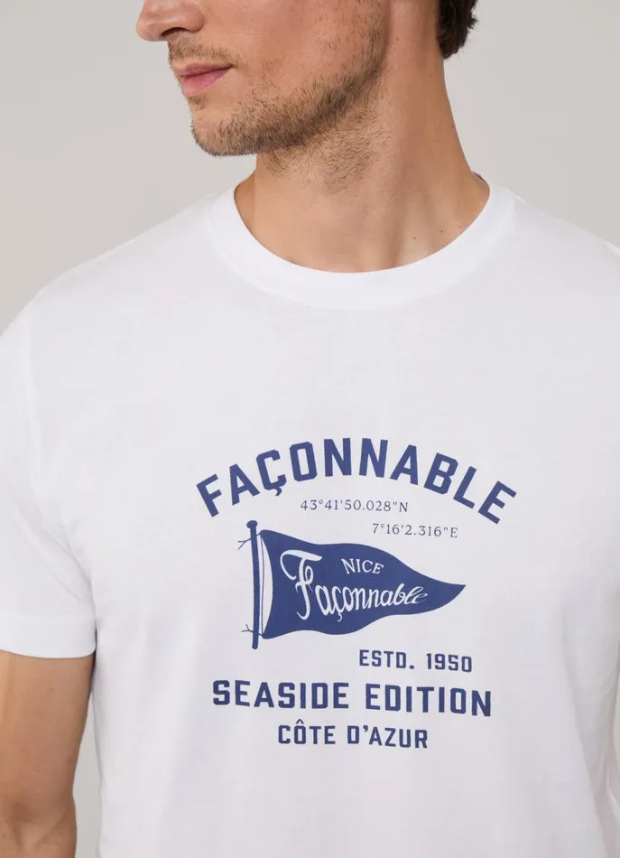 Men TShirts and Sweatshirts Faonnable Regular Fit Flag TShirt White