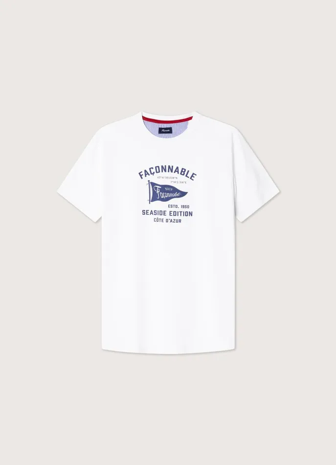 Men TShirts and Sweatshirts Faonnable Regular Fit Flag TShirt White
