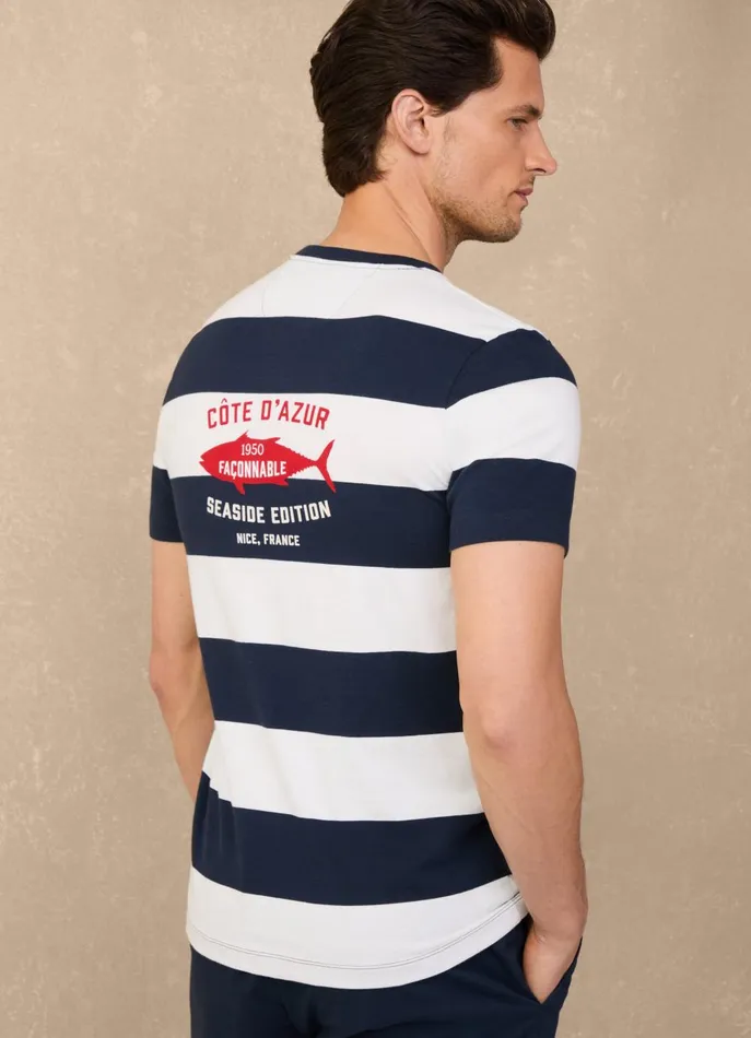 Men TShirts and Sweatshirts Faonnable Regular Fit Striped TShirt Marine Blue