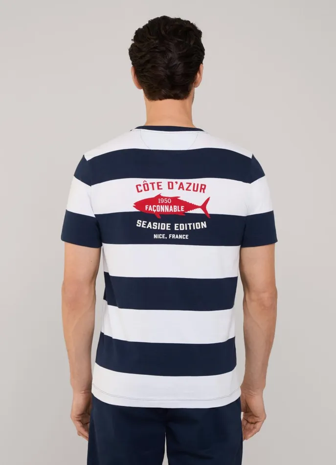 Men TShirts and Sweatshirts Faonnable Regular Fit Striped TShirt Marine Blue