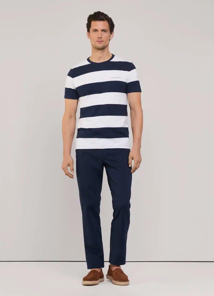 Men TShirts and Sweatshirts Faonnable Regular Fit Striped TShirt Marine Blue
