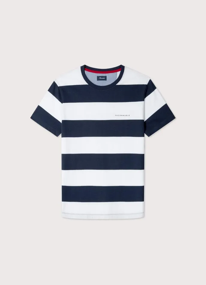 Men TShirts and Sweatshirts Faonnable Regular Fit Striped TShirt Marine Blue