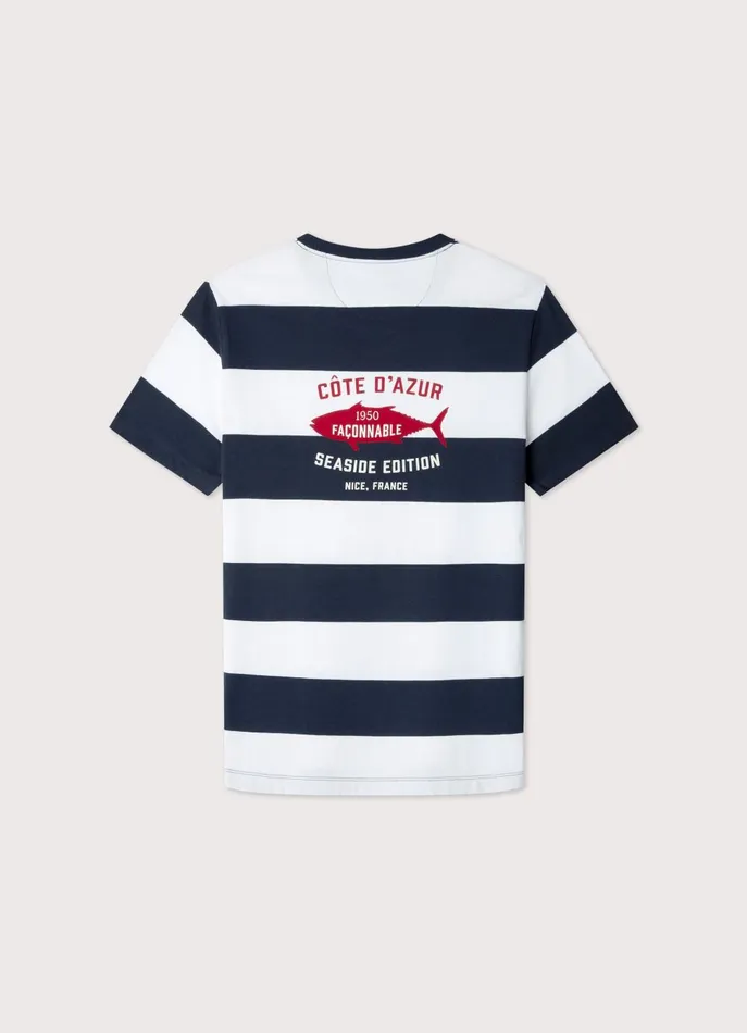 Men TShirts and Sweatshirts Faonnable Regular Fit Striped TShirt Marine Blue