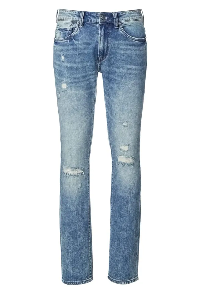 Men Worn and Creased Slim Ash Jeans Indigo Buffalo David Bitton Slim Ash