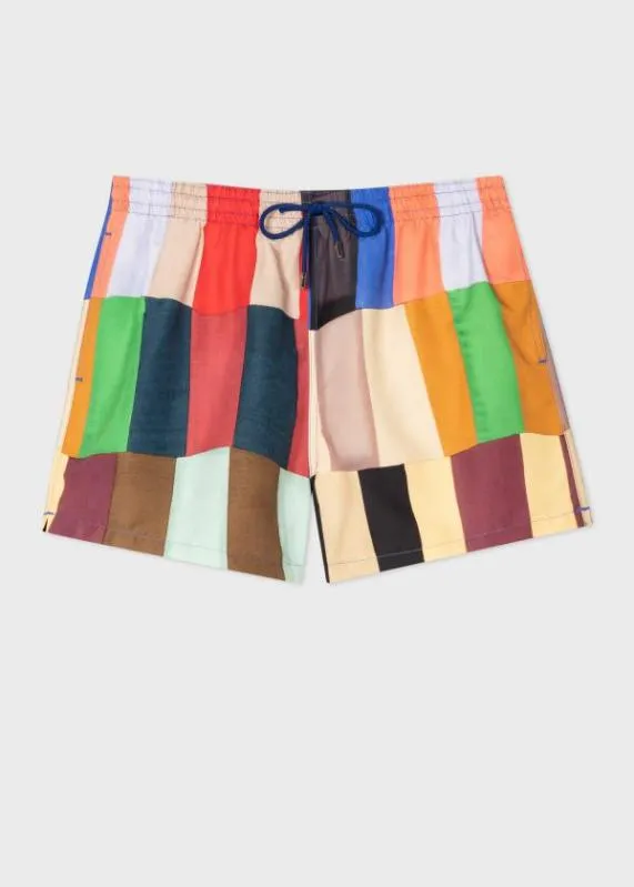 Mens 039Overlapping Check039 Print Swim Shorts Paul Smith Swimwear